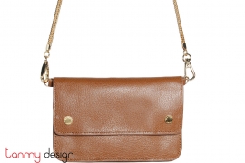 BIG GOLDEN BROWN LEATHER POUCH- RONDA II